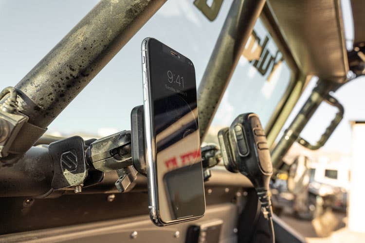 Graphic Image of BaseClamp Mount with phone